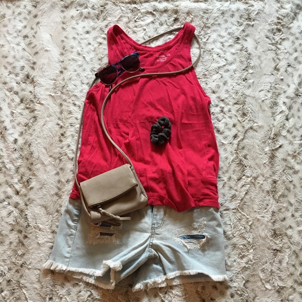 Bright reddish pink tank top.